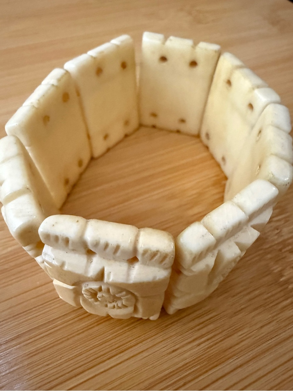 Vintage carved bone bracelet
